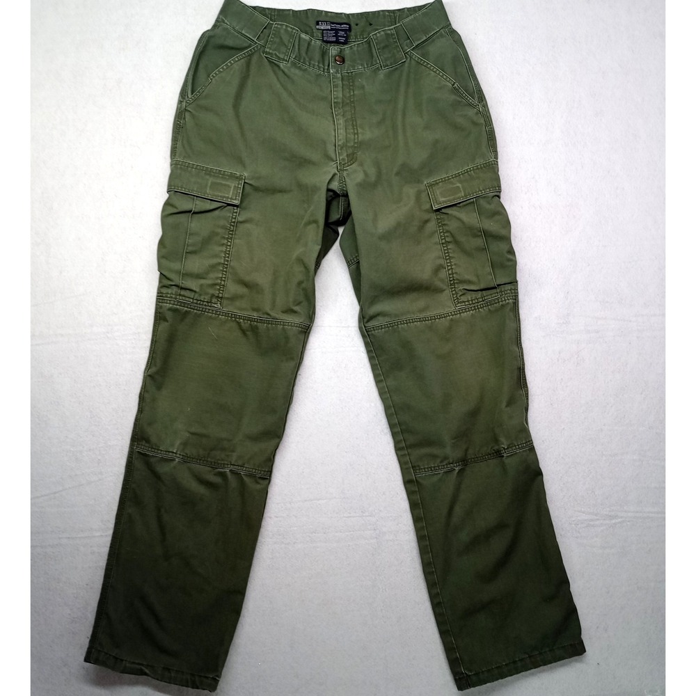 5.11 Tactical Men Pant 35 1/2 -39  Green Cargo Ripstop Utility 74003  distressed